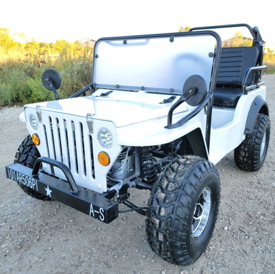 Xe chơi gôn Mini Gas màu trắng Phiên bản Jeep ELITE được nâng lên với vành tùy chỉnh và pháo sáng Fender
